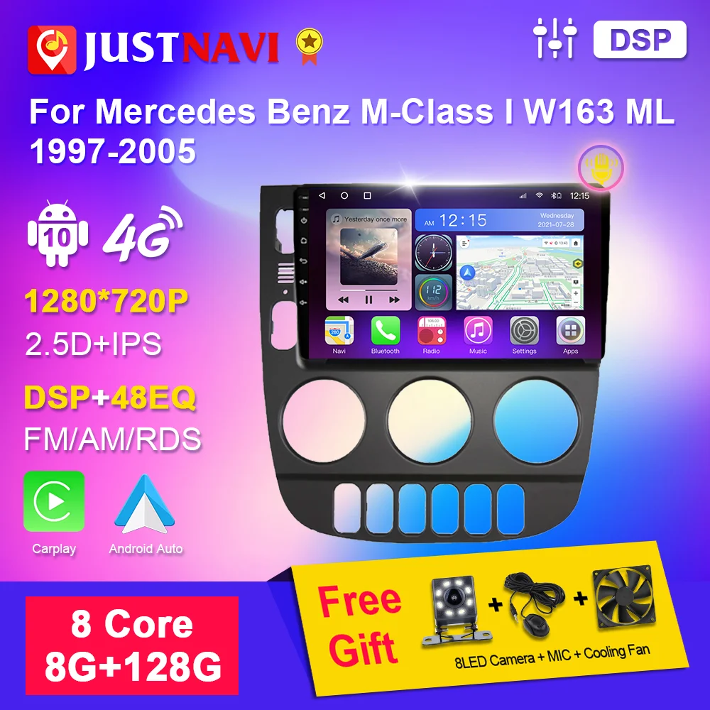

JUSTNAVI для Mercedes Benz M-Class I W163 ML 1997-2005 2 Din Android 10,0 автомобильный радиоприемник навигатор GPS автомобильный Carplay DSP DVD плеер