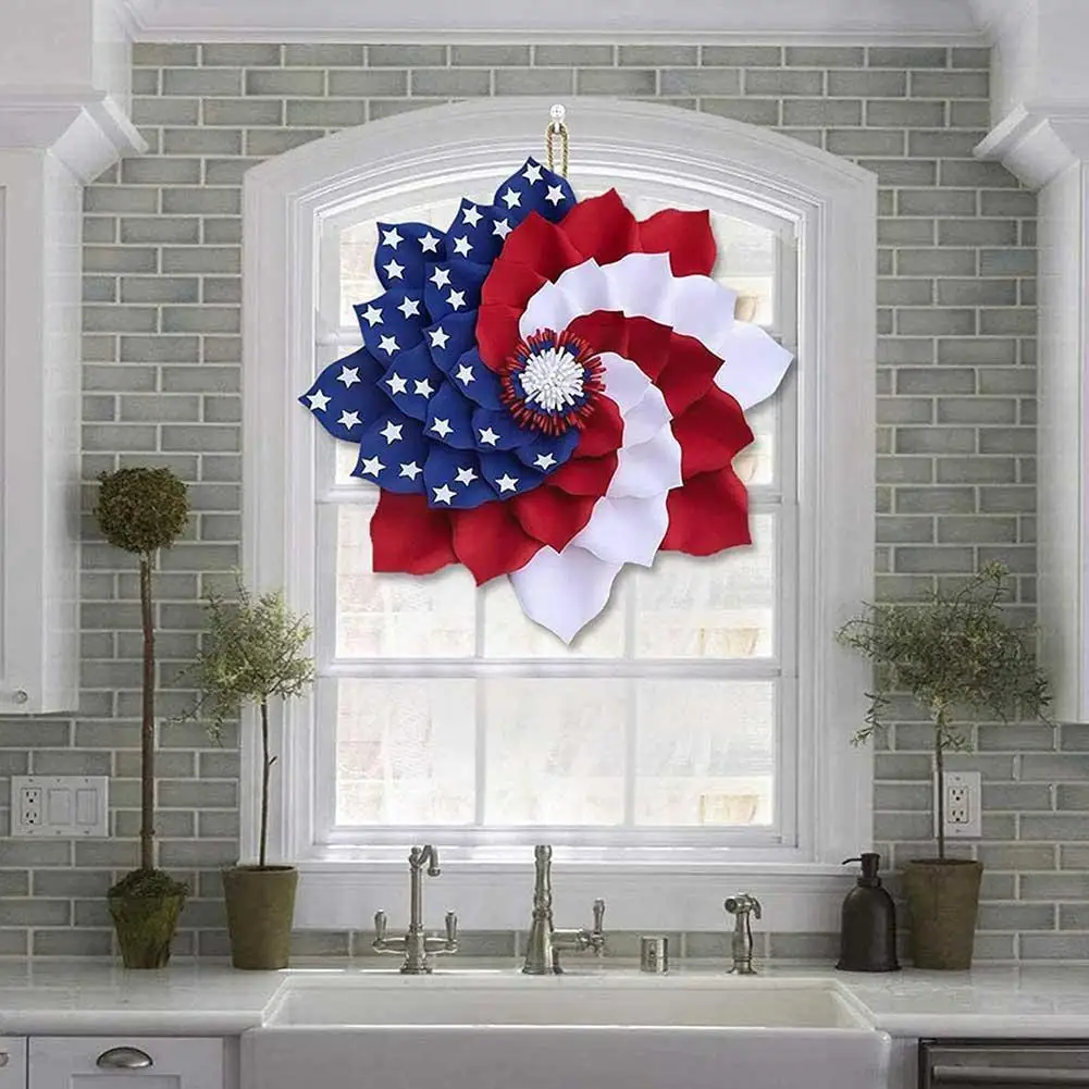 

Independence Day Outdoor Decorations Usa Garland Patriotic Flag Simulation Wreath For Front Door Window Home Office Party D R2c7