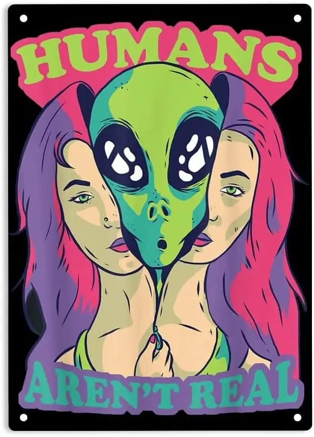 Humns ren't Rel len Outer Spce Sgn Metl Tn Плакат ​ Для домашнего офиса Мебель для спальни Кафы Brs