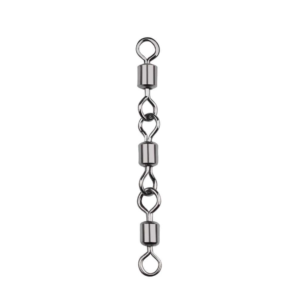 

50PCS Size2-10 Three Joint Fishing Rolling Swivels Connector Fishing Tackle Fishing Hook Solid Rings Connector