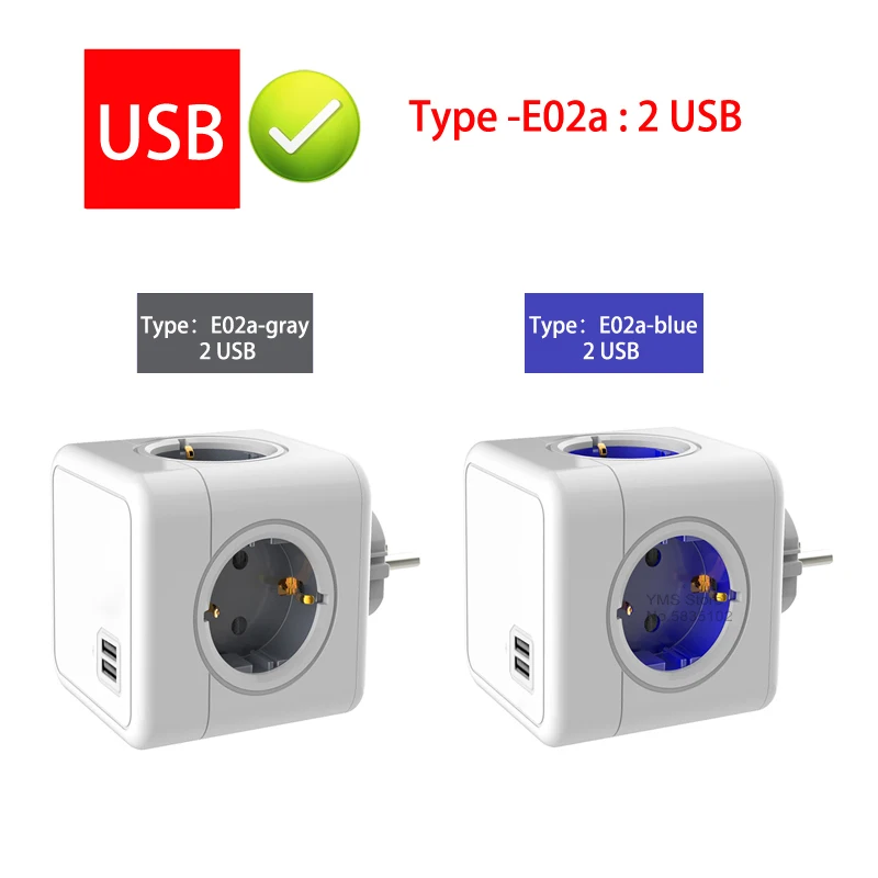 Sopend PowerCube 5V 2.1A USB Power Strip EU Plug Wall Socket Smart 4 Outlets Electrical Adapter 250V 3680W Extension Home Office - купить по
