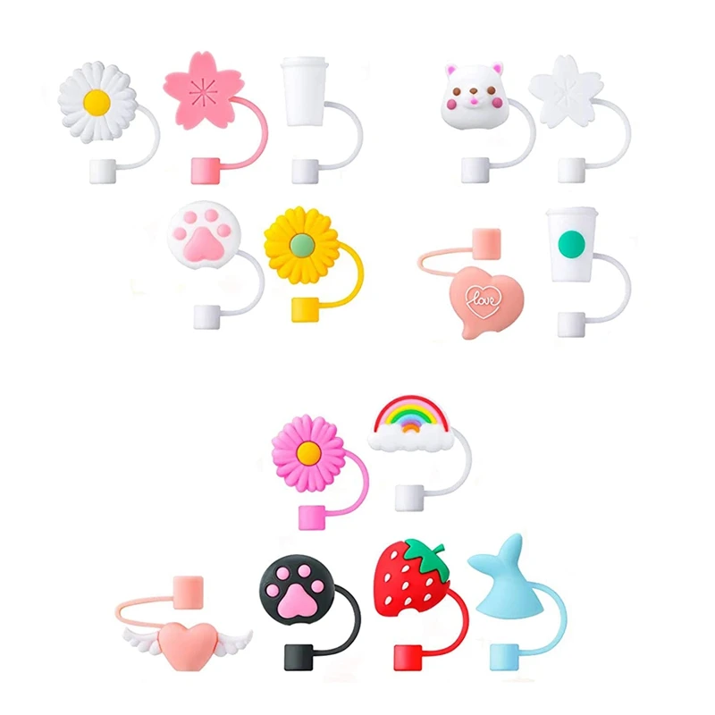 

15 PCS Silicone Straw Tips Covers Reusable Drinking Straw Tips Lids Anti-Dust Silicone Straw Caps For 7-8 Mm Straws