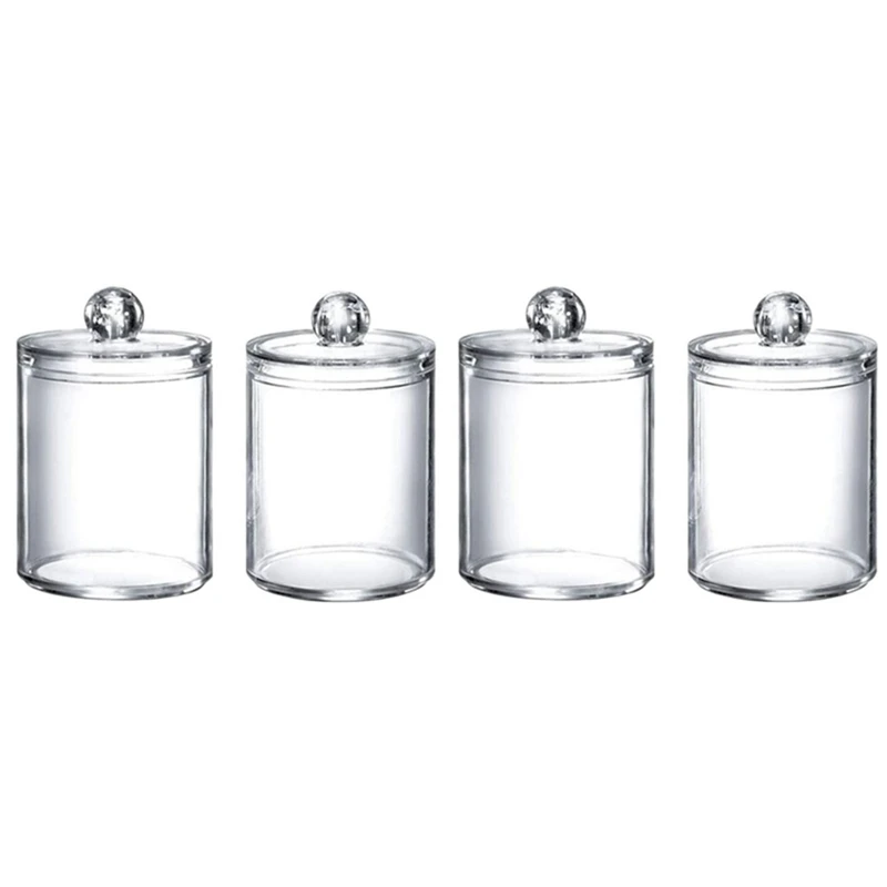 

HOT-4PCS Makeup Organizer Storage Box Bathroom Accessories Cotton Swab Bath Salt Cotton Ball Acrylic Storage Tank