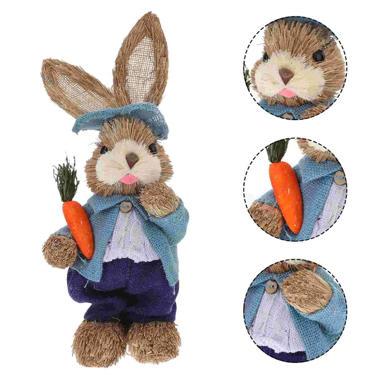 

Standing Rabbit Statue with Flowers Bunny Outdoor Garden Statues Patio Home Sculpture 35cm Yellow