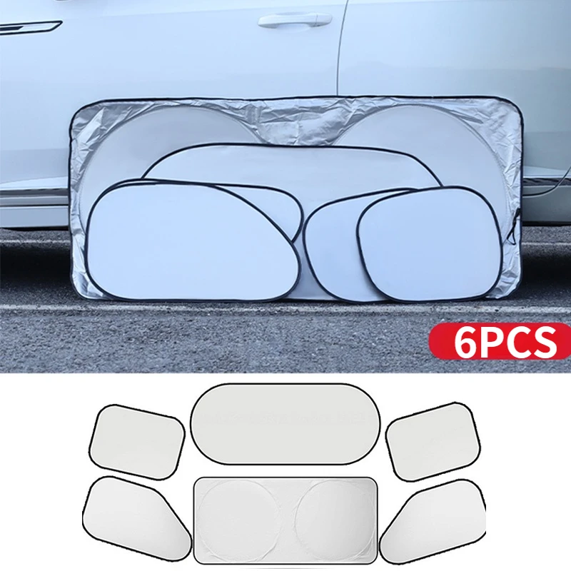 

5/6pcs Car Front Rear Side Sunscreen Window Sunshade Cover Protector Curtain Car Sun Shade Protector Windshield Protection