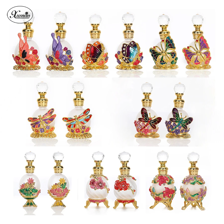 

Металлическая многоразовая парфюмерная бутылка 15 мл с ангелом, цветком, драконом, бабочкой, стеклянная бутылка с ароматом Attar, подарок, сувениры для вечеринки, домашний декор