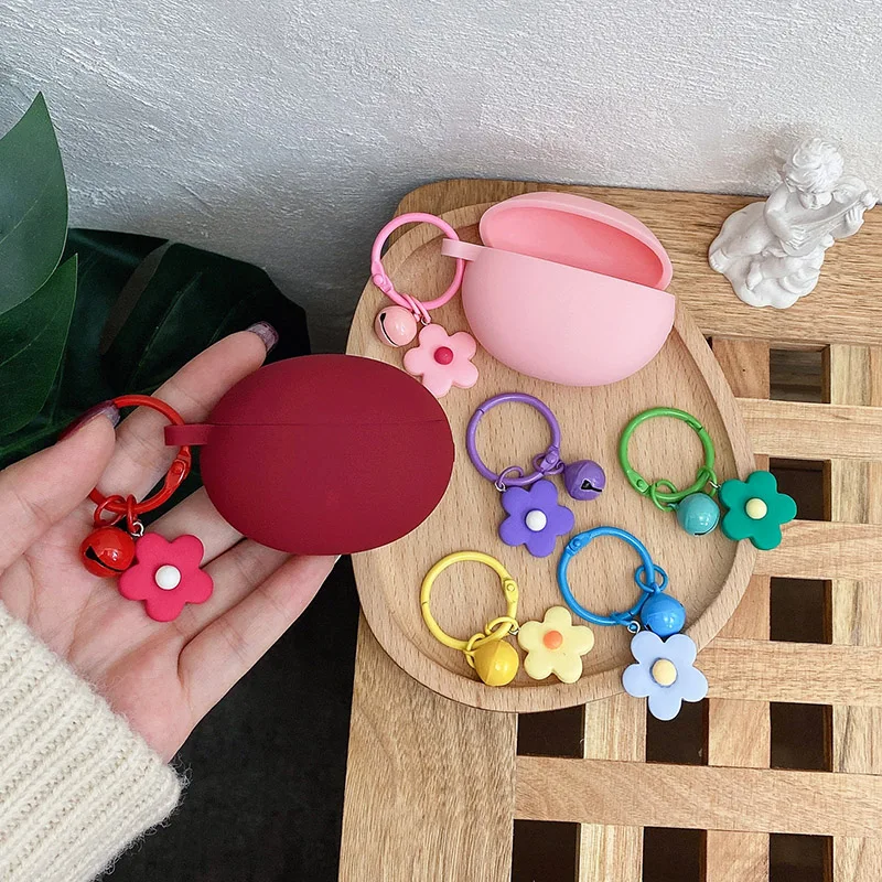 

silicone case For huawei freebuds Pro case luxury flower Earphone Cover cute with keychain Accessories Protect Case fundas