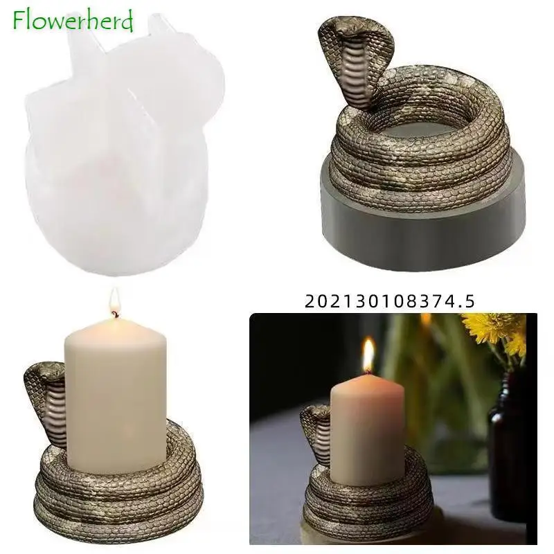 

DIY Cobra Candle Holder Silicone Mold Handmade Head Up Snake Food Grade Fondant Candle Molds for Candle Making Resin Molds
