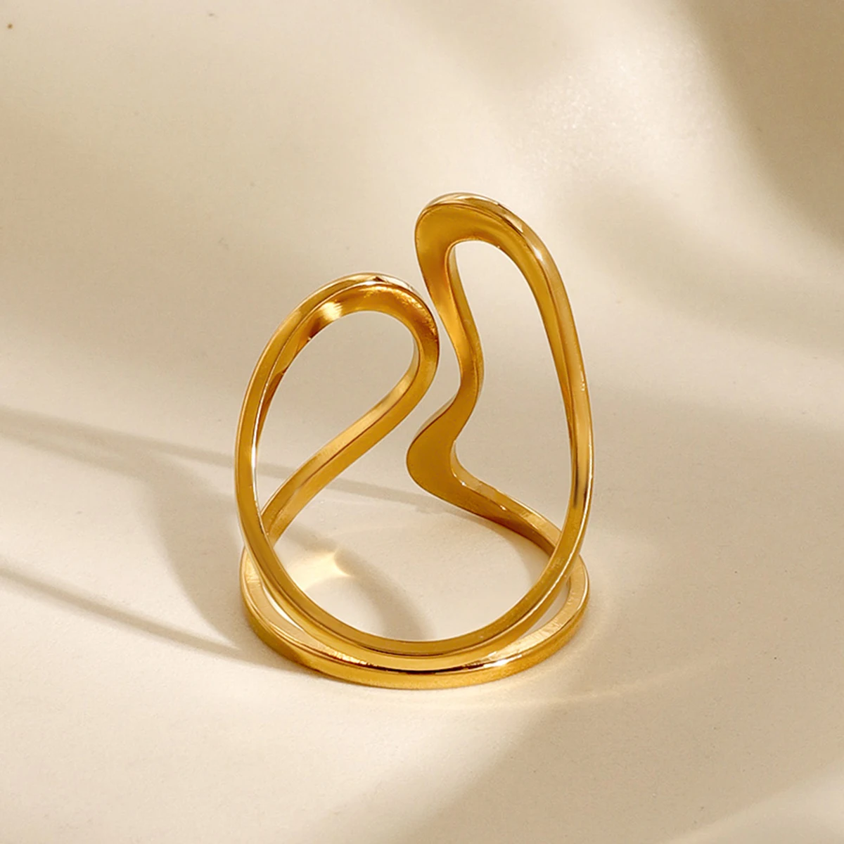 Фото Yori кольцо из нержавеющей стали новый дизайн металлическое 18 K PVD покрытое кольцо 2024 Colorfast популярное женское ювелирное изделие №5