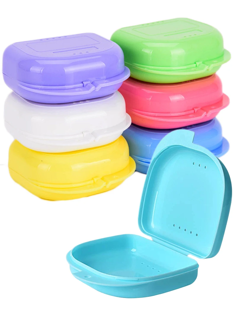 

Retainer Case Mouth Guard Case Orthodontic Denture Storage Container Carabiner Hook Air Vent Holes Dental Teeth Retainer Box