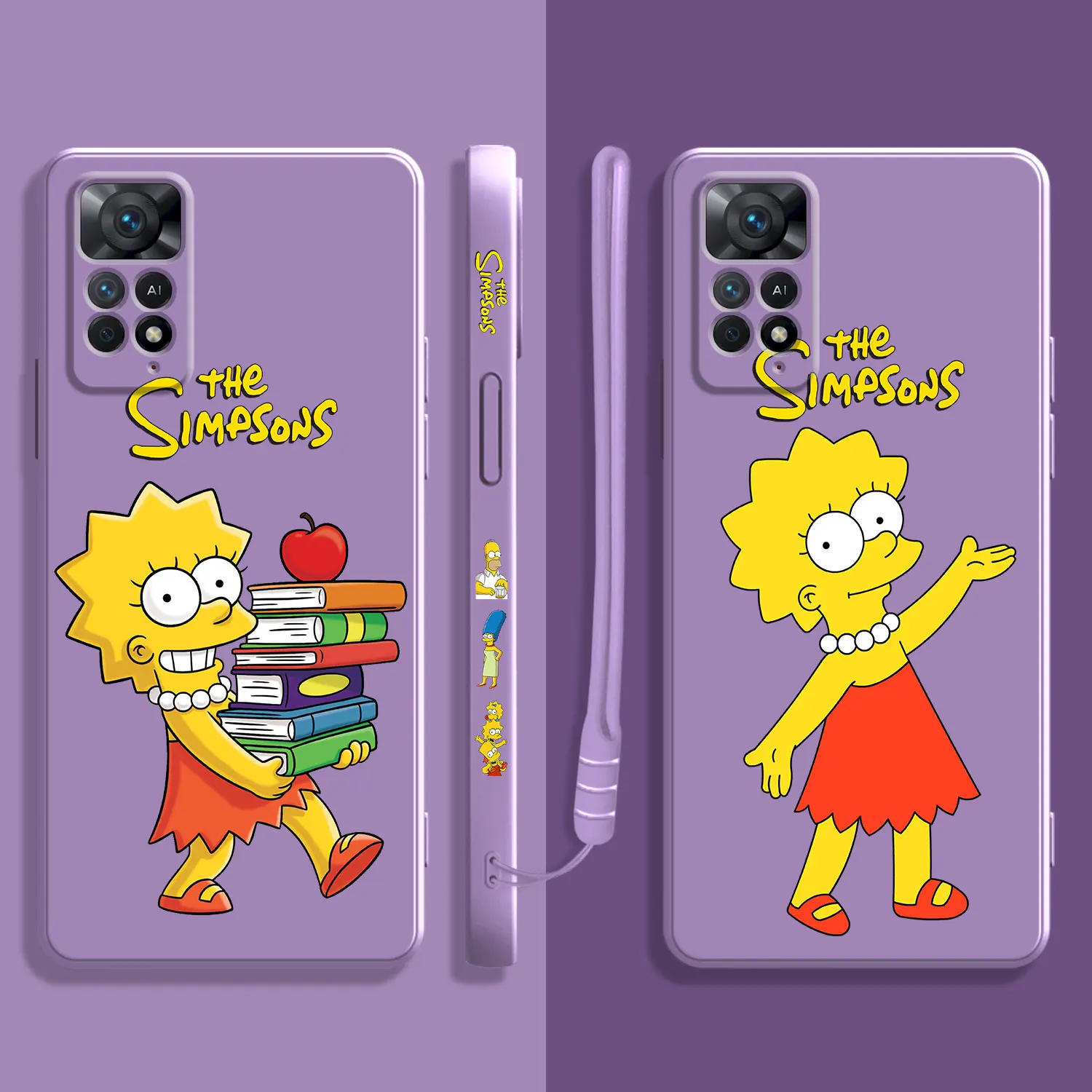 

The Simpsons Daughter Read Book Study For Xiaomi Redmi Note 11 11T 9 9S 8 10 Pro for Redmi 8 9T 9A 9C 10C K40 Square Liquid Case