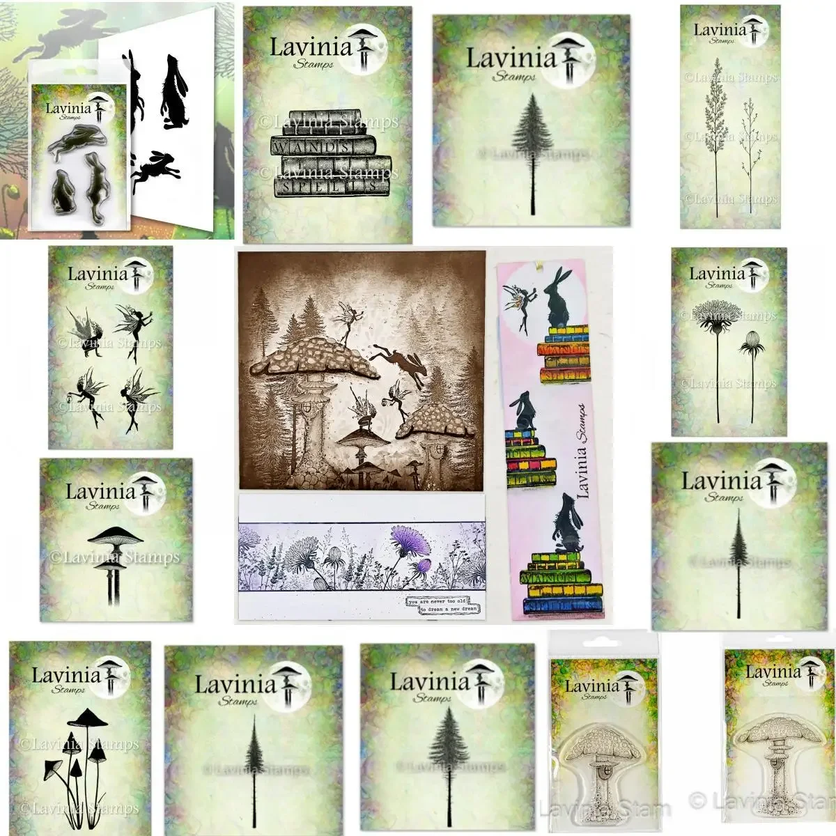 Прозрачные штампы с грибами и кроликом для рукоделия