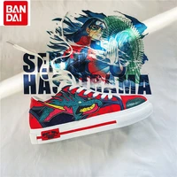bandai cartoon naruto anime summer new low top lace up canvas breathable increase wild student childrens flat shoes
