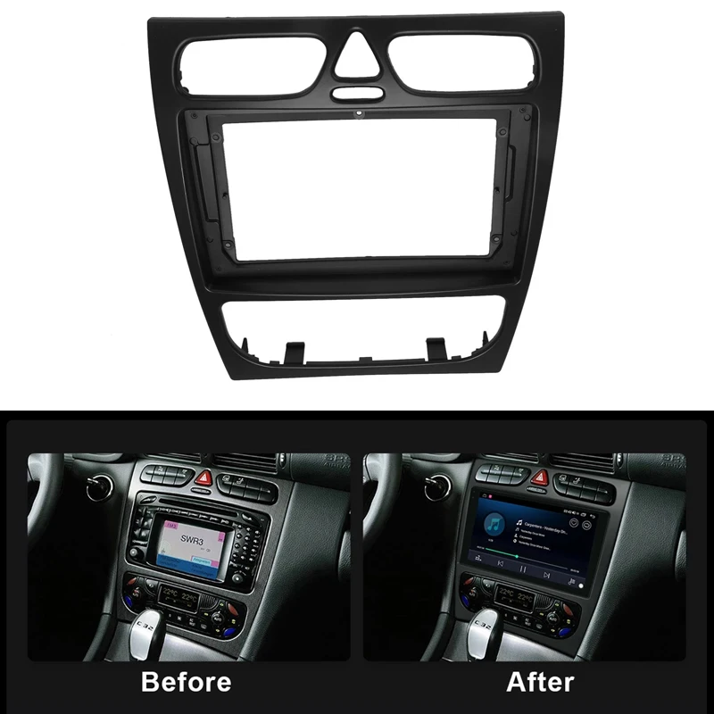 

9inch universal Car Radio Fascia for Benz C CLASS W203 w209 w463 Vito viano w639 02-04 DVD Stereo Frame Plate Adapter Mounting