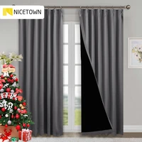 1 pc 100 blackout fabric noise reducing curtains light block thermal grommet hook up blackout drapes for living room bedroom