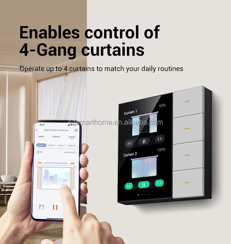 Фото Хит продаж: 4-клавишный сенсорный настенный выключатель Zigbee Smart Life для умного дома, прочный, современный, с управлением через приложение, совместим с умным домом, модель F3 P №4