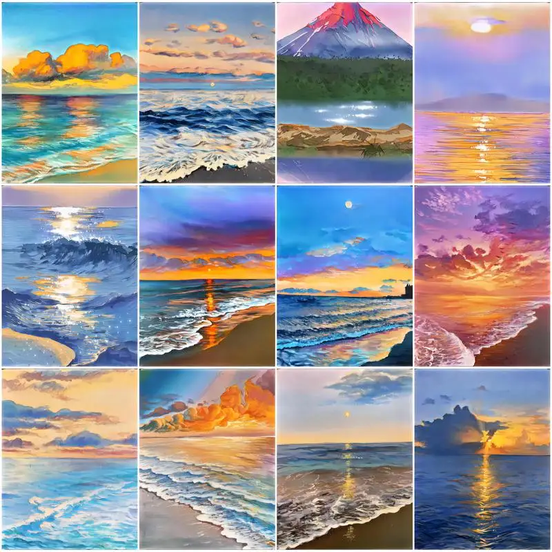 

CHENISTORY Oil Painting By Numbers Sea Handpainted Pictures By Numbers Scenery Number Painting Home Decor