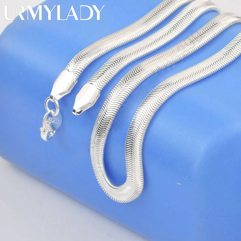 

16-26Inch Nice 925 Sterling Silver Smooth Snake Men Women Necklace Chain With Lobster Clasps Set 6mm Statement Heavy Jewelry