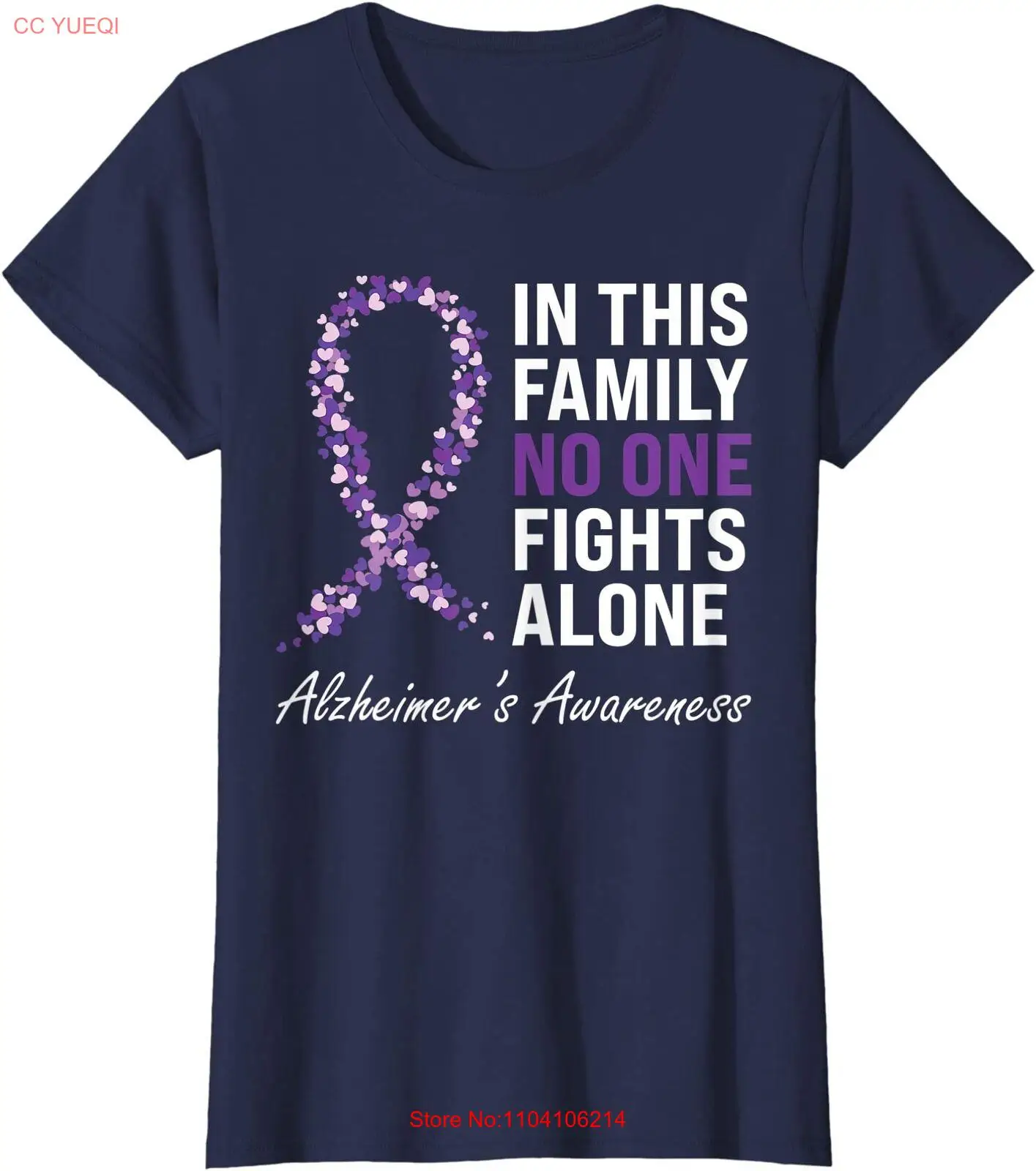 Alzheimer's Awareness Purple Ribbon Dementia Ladies' Crewneck T-Shirt