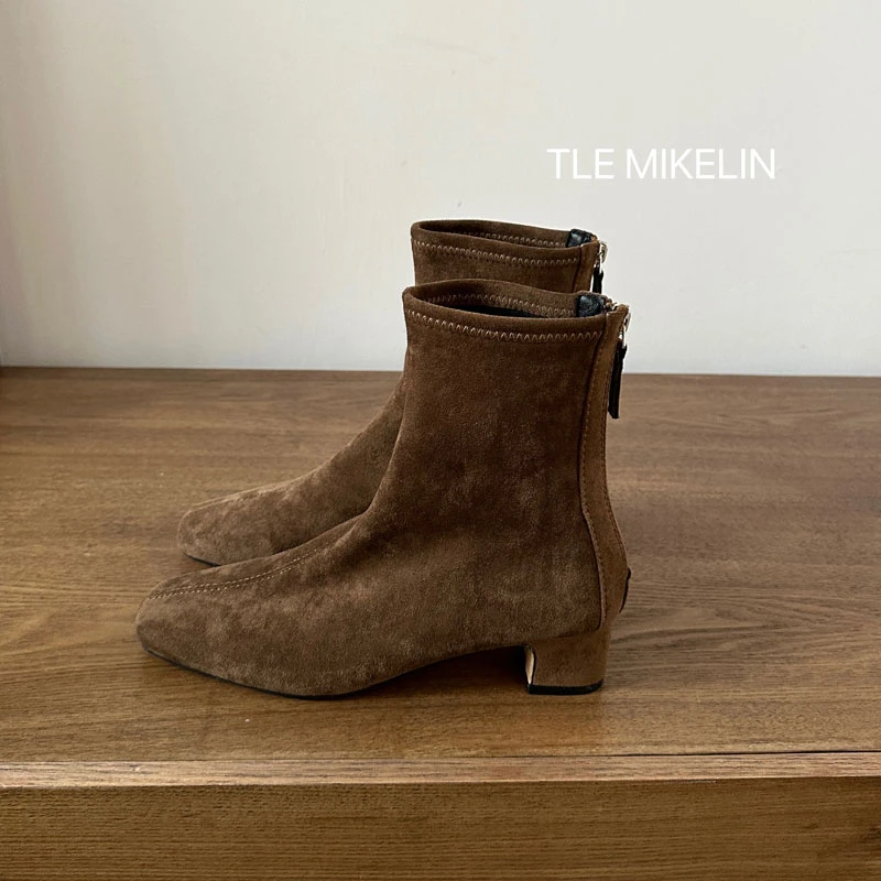 Женские облегающие короткие ботинки с острым носком Модные ботильоны на молнии