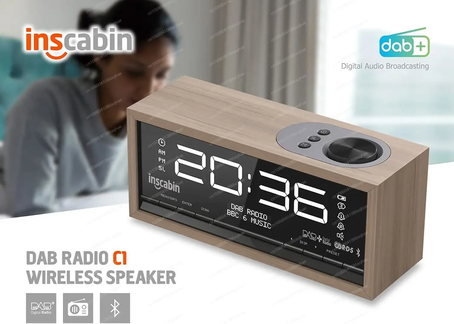 Фото Радио DAB+ FM Bluetooth 5.0 — многофункциональный динамик с беспроводной зарядкой и будильником, высококачественное домашнее аудио (внешняя торговля) №4