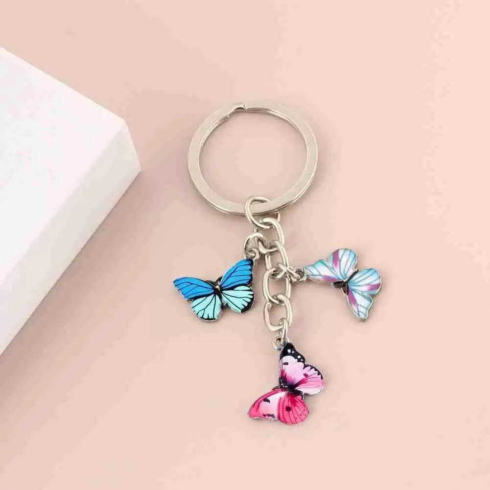 

Colorful Butterfly Keychain Women Fashion Metal Drip Car Insects Pendant Decoration Oil Keyring Bag Gifts Keychain Accessor I0V1
