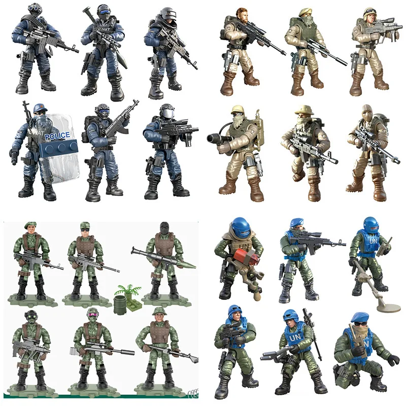 S Model Mega Building Blocks Off-road Vehicle Soldier Minifigs Weapon Toys