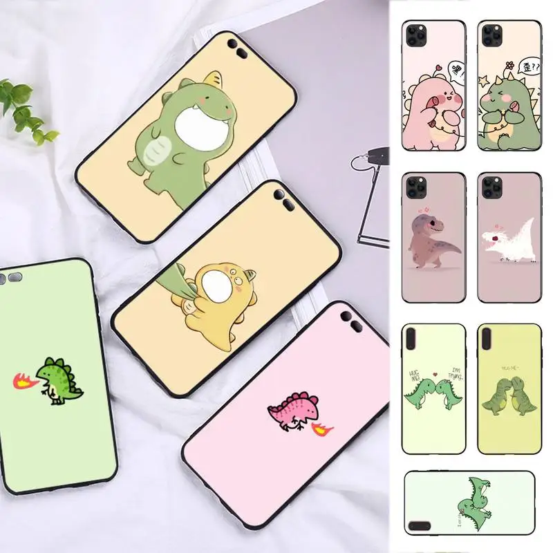 FHNBLJ Cute Cartoon Dinosaur Couple Phone Case for iPhone 11 12 13 mini pro XS MAX 8 7 6 6S Plus X 5S SE 2020 XR case