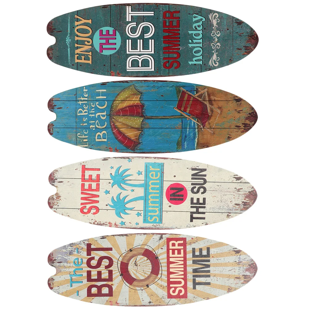 

Surfboard Wooden Sign Home Wall Signs Hanging Beach Decorations Boards Decorating Plaque