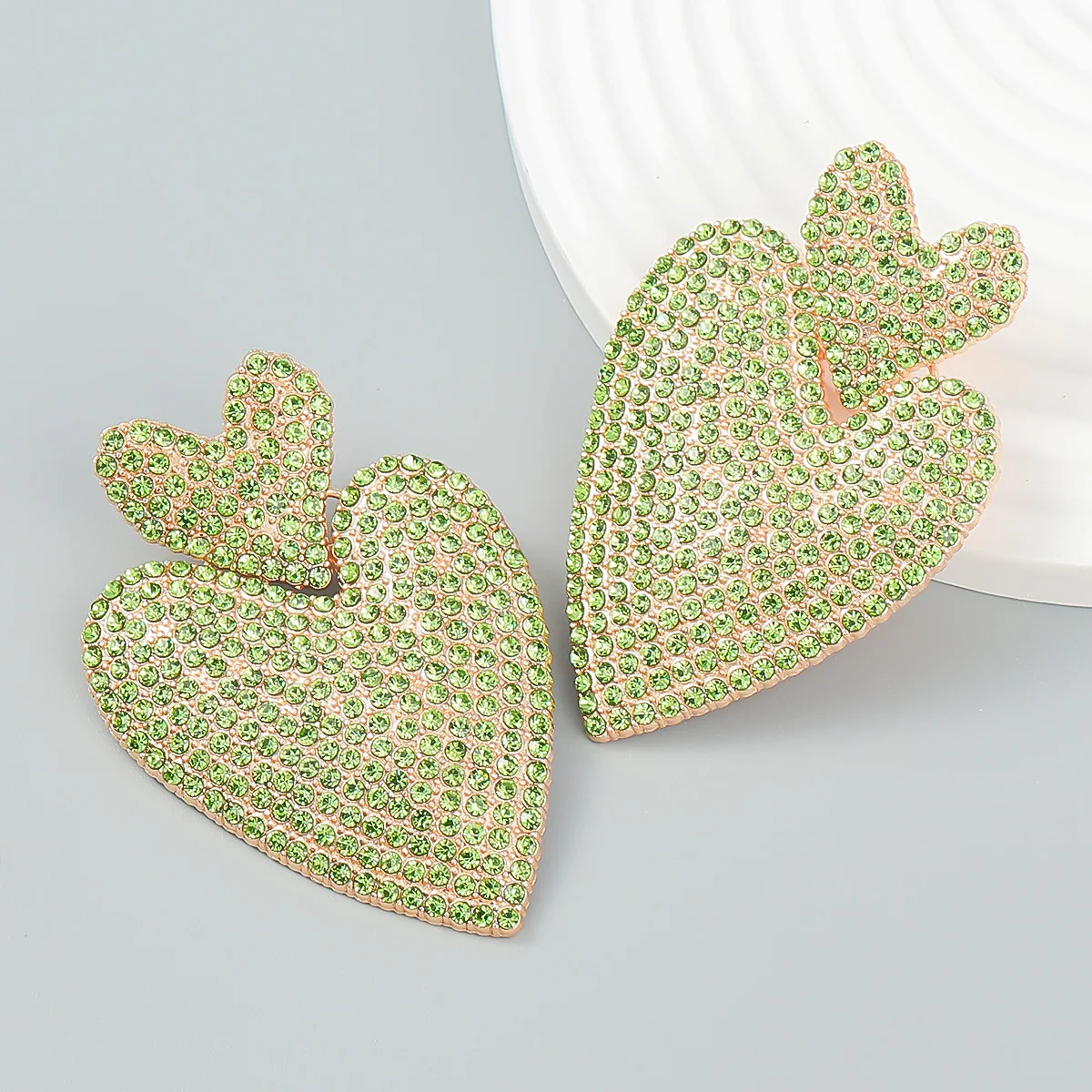 Luxury Bling Colorful Rhinestone Heart Earrings for Women Exaggerated Crystal Dangle Earrings Statement Jewelry Pendientes Gifts