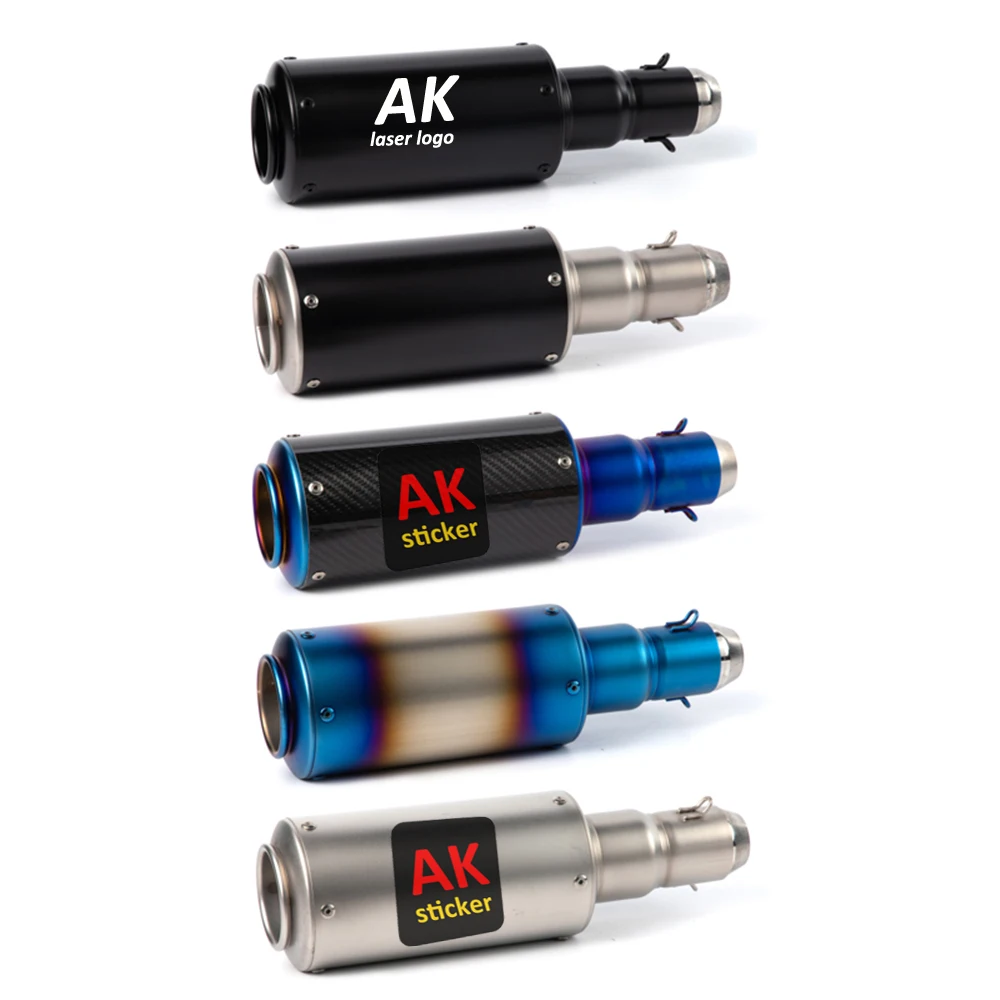 

Motorcycle Exhaust Pipe Scooter 51mm Slip-on Muffler with AK Laser Sticker for Kawasaki Z900 Ninja 400 Tmax MT07 PCX 125 CB400