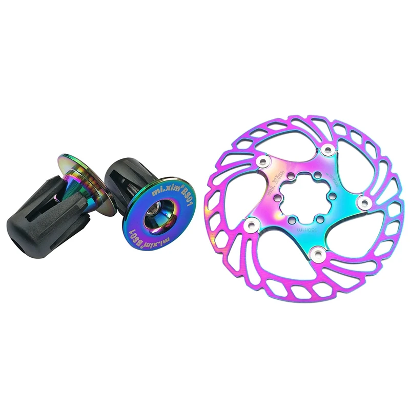 

Mi.Xim 1 Pcs Mountain Bike Floating Disc Brake & 1 Pair Bar End Plugs Bicycle Handlebar Plugs Handlebar End Caps