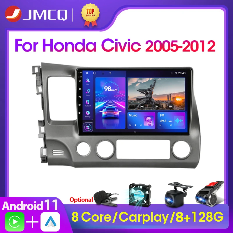 $95.25 JMCQ Android 11 4G DSP Car Radio Multimidia Video Player Navigation GPS Car Stereo For Honda Civic 2005-2012 2din Head Unit