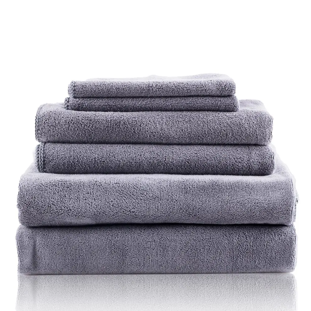

JML Microfiber Bath Towels 6 Pack, Bath Towel, Hand Towel, Washcloth, Soft & Fast Drying, Grey