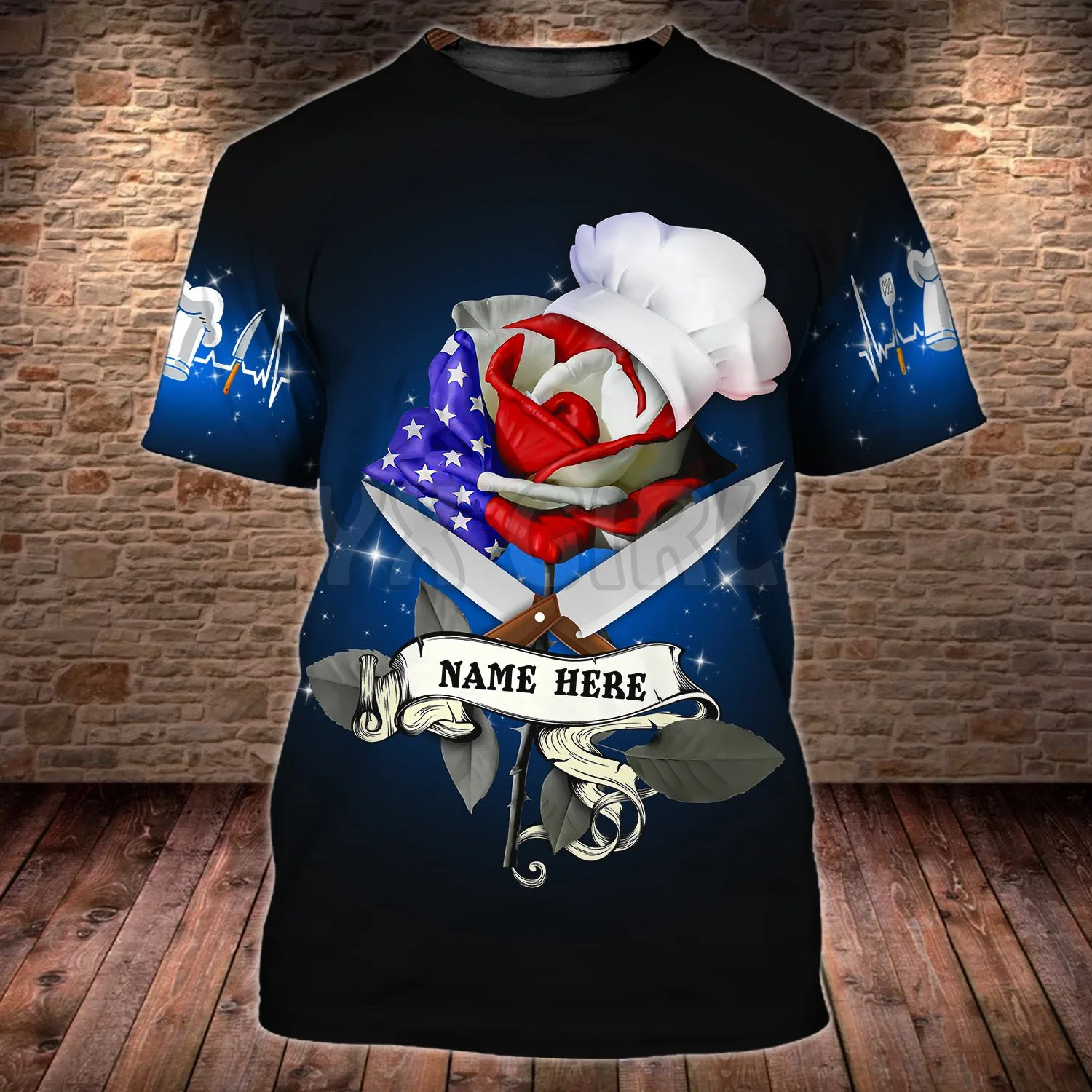 

2022Summer Fashion Men t shirt Chef Rose Custom You Name 3D All Over Printed T Shirts Tee Tops shirts Unisex Tshirt