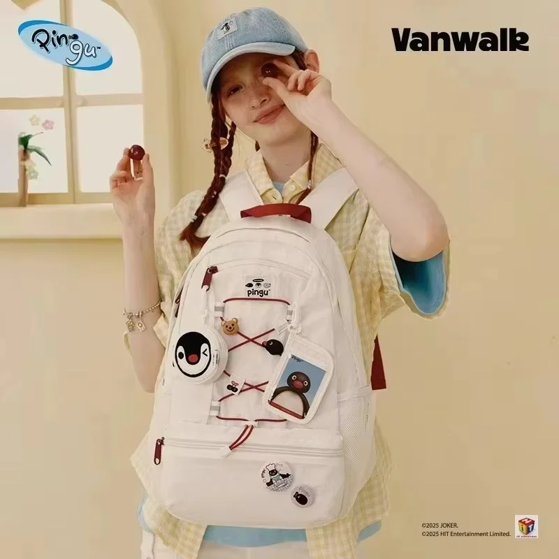 Фото Оригинальный новый Vanwalk Pingu Penguin школьный рюкзак большой вместимости рюкзак Pingu модель пингвина обратно в школу подарок на сезон №3