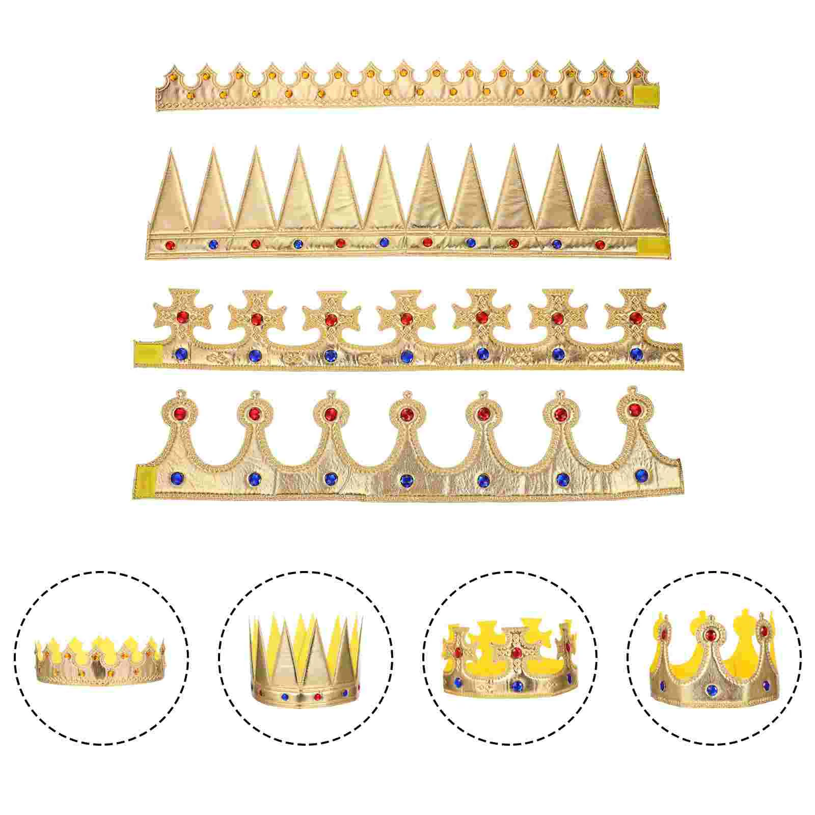 

4Pcs Birthday Landscape Prop Kids Crown Headdress Cloth Crown Lovely King Crown