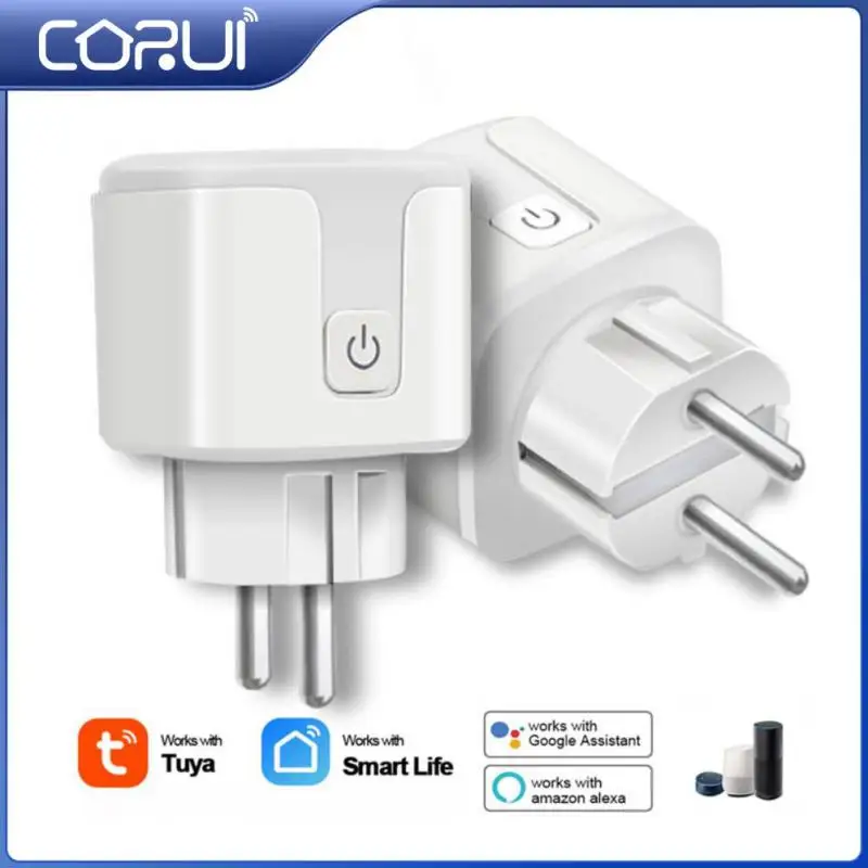 Купи CORUI Tuya Wifi Smart Socket EU Standard Plug Wireless Smart Remote Voice Control Power Socket Smart Life With Alexa Google Home за 597 рублей в магазине AliExpress