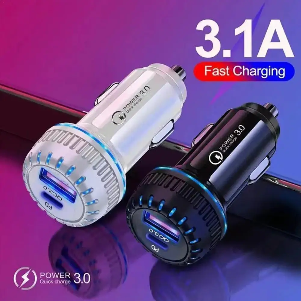 Купи USB Car Charger Quick Charge 3.0 PD Type C For iPhone 13 12 pro max Xiaomi Adapter Fast Charging Charge USB-C Car Phone Charger за 82 рублей в магазине AliExpress