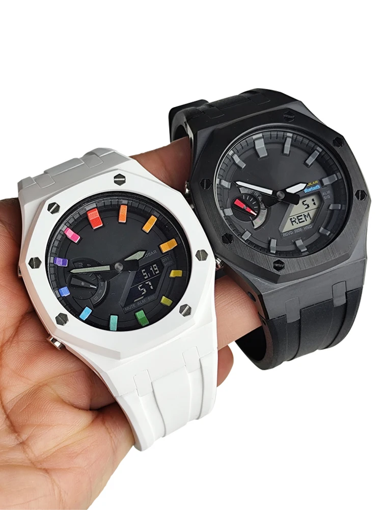 Фото Улучшенный мод-кит GA2100 для Casio G-SHOCK |   Керамический безель и мягкий ремешок из фторкаучука |   Прочный мужской корпус для часов + набор ремешков для самостоятельной сборки №2