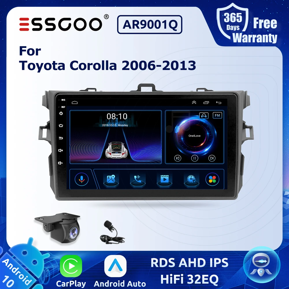 

ESSGOO Android Car Radio For Toyota Corolla 2006 2007 2008 2009 2011 2012 2013 Stereo CarPlay Multimedia Video Player Head Unit