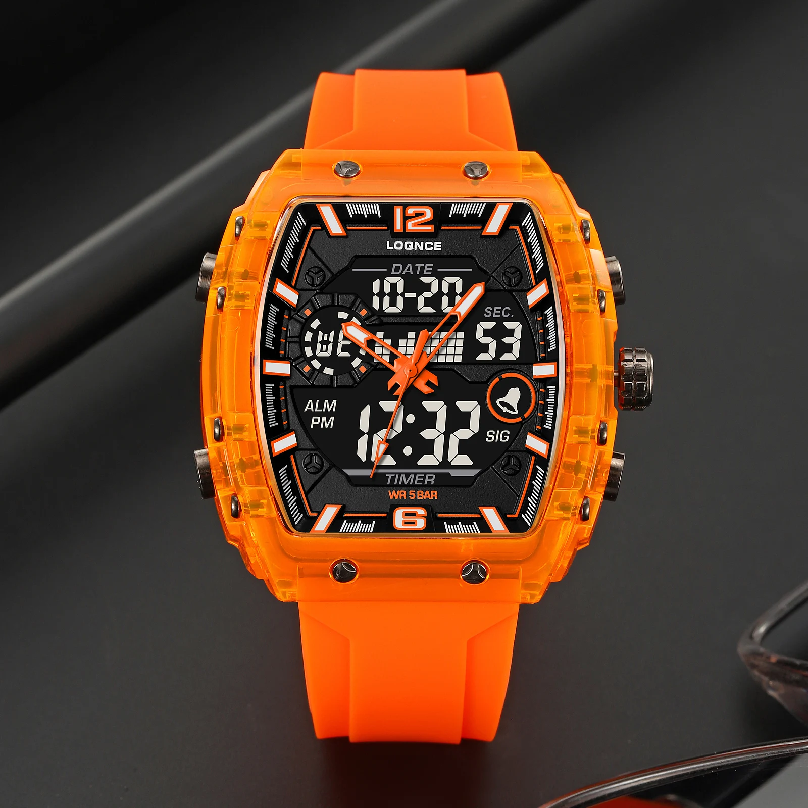 Модные часы LOQNCE 98003 мужские montre homme спортивные с цифровым хронографом и временем