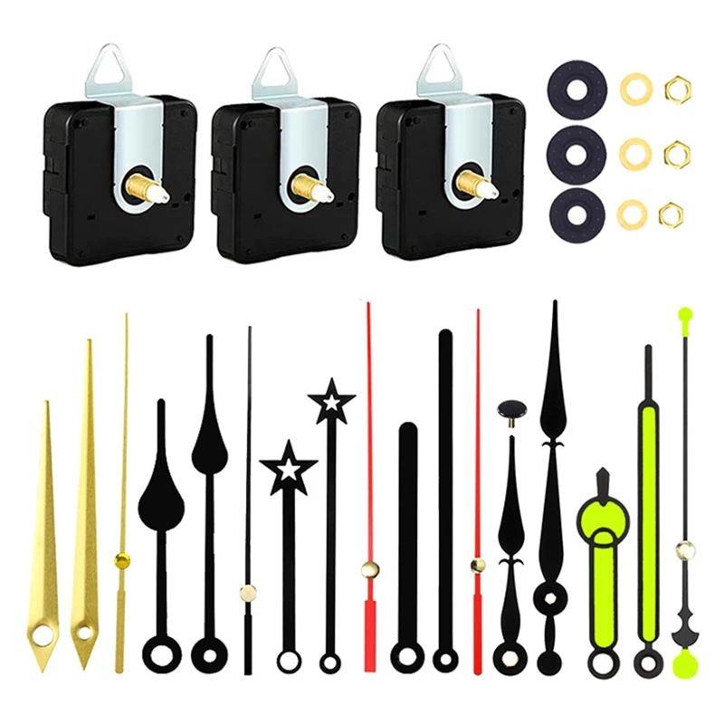 

3Pcs Silent Clock Movement Mechanism With 6 Different Pairs Of Hand DIY Clock Repair Parts Motor Parts