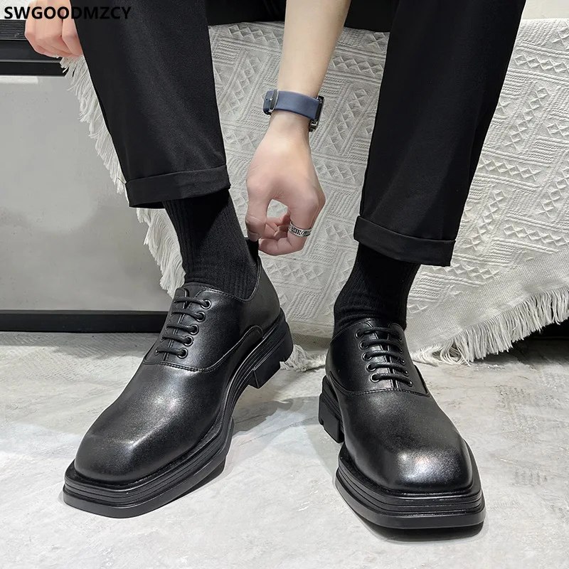 Туфли оксфорды для мужчин на платформе итальянские классические туфли для мужчин формальные туфли для мужчин DERBI повседневные деловые свадебные туфли