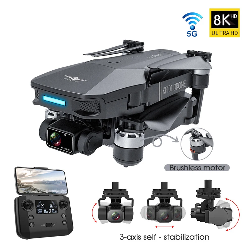 

GOD KF101 GPS Drone 4K 8k HD Camera gps 5G Wifi Anti-Shake 3-Axis Gimabal Dron Brushless Motor RC Quadcopter Toy Gifts