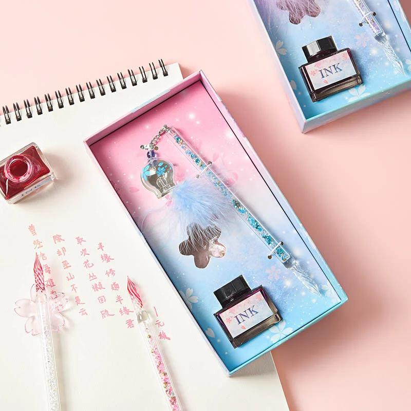 

Классическая стеклянная ручка, цветная подарочная коробка, набор, карандаш для подписей, деловые подарки, стеклянные ручки, Студенческие ка...