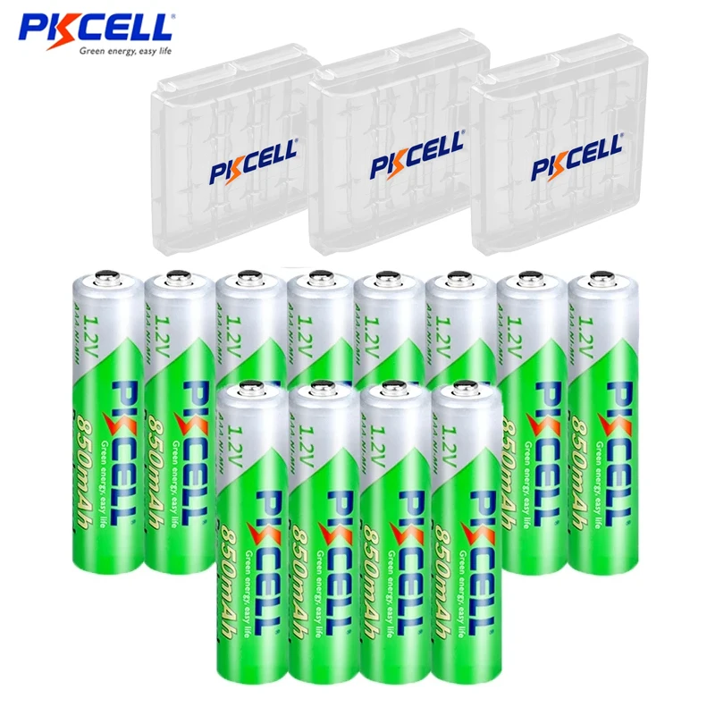 

PKCELL 12Pcs AAA NIMH 850MAH Batteries 3A 1.2V LSD Cycle 1200times Rechargeable Battery with Box for Video Game Digital Camera