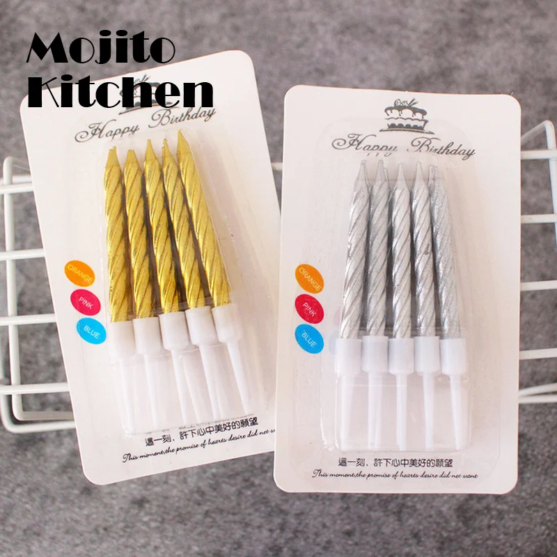 10 шт./компл. цветные свечи для дня рождения с подставкой торта товары