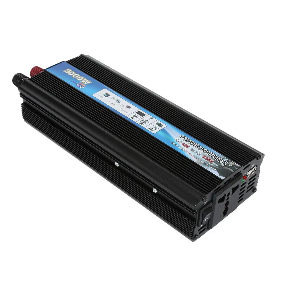 

Инвертор мощности с клеммной проволокой, модифицированный синусоидальный сигнал DC 12 В до 220 В, пиковая мощность, инвертор солнечной энергии, автомобильный преобразователь HWC