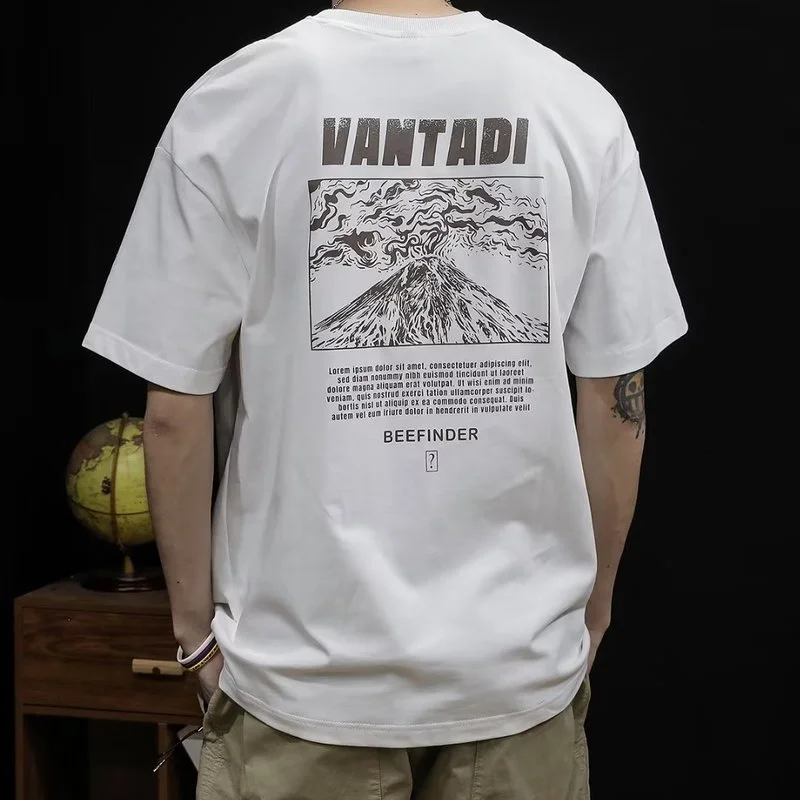 

Cotton American Retro Heavy Short-sleeved T-shirt Men Women Oversized Casual T-shirt